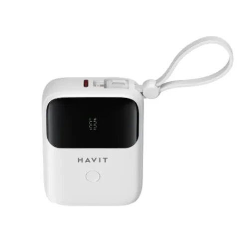 Havit PB5215 USB-C 10000mah Digital Display Power Bank With Lightning Cable