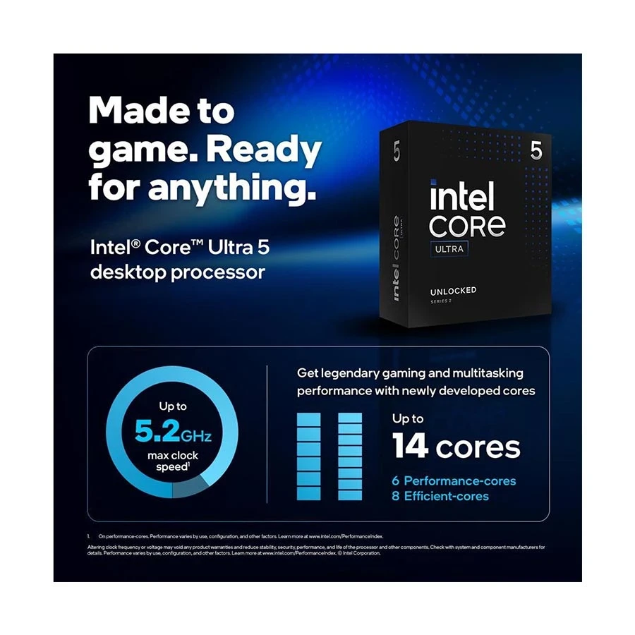 Intel Core Ultra 5 245KF Processor (Series 2, Formerly Arrow Lake) - (Fan Not Included) (Without GPU)