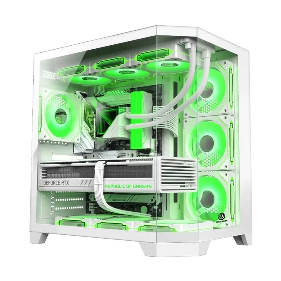 Revenger Air Box Full Tower White (Tempered Glass Window) ATX Gaming Desktop Case