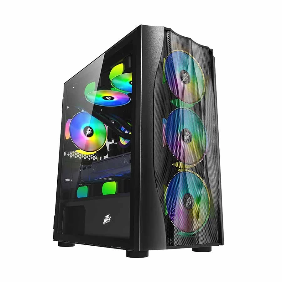 1st Player X3-M Mesh Mid Tower Black (Tempered Glass) Micro-ATX Gaming Desktop Case