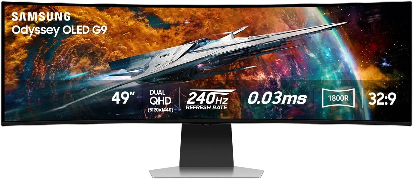 Samsung Odyssey G9 G95SC 49 Inch DQHD OLED HDMI, Micro HDMI, DP, USB Curved Smart Gaming Monitor (No Warranty)